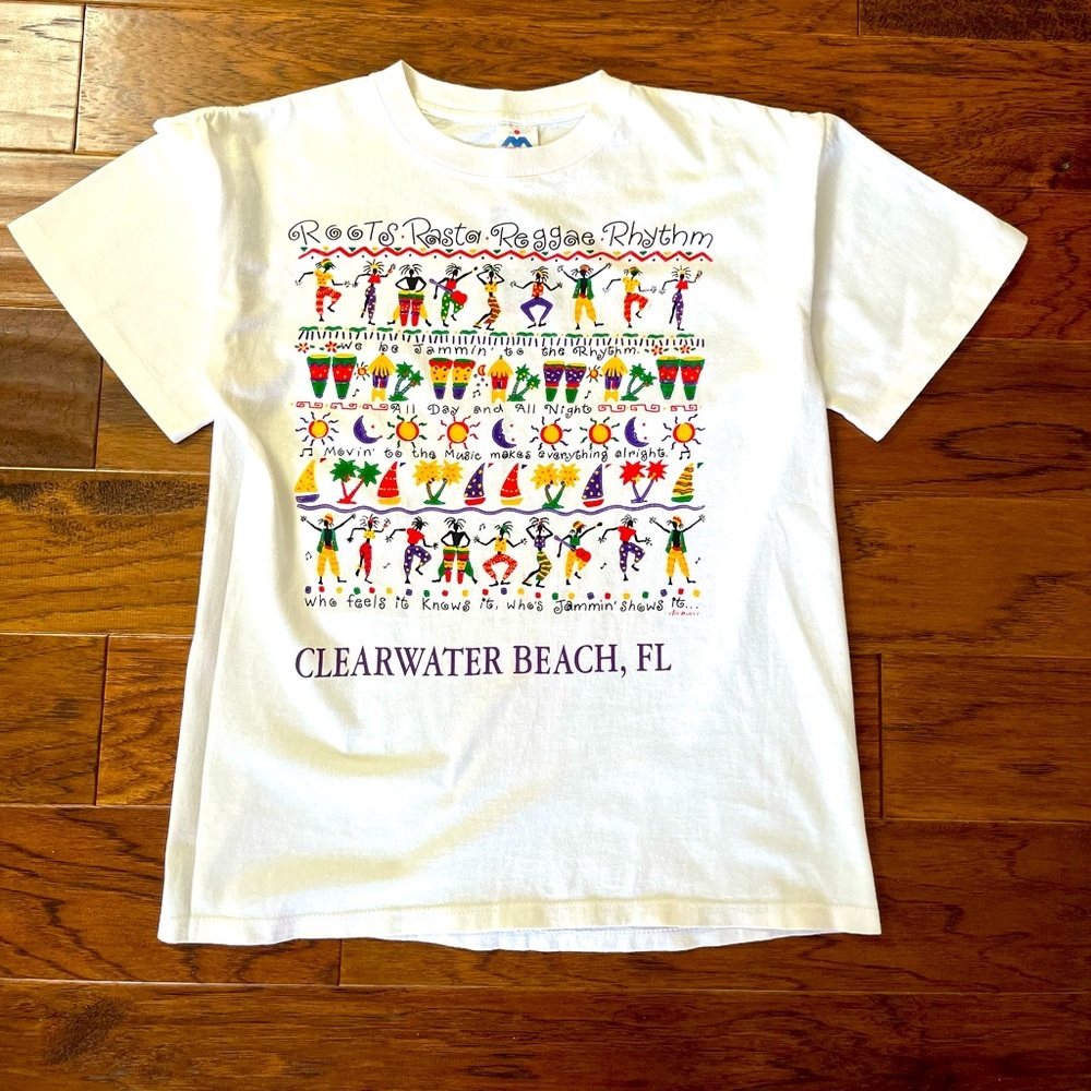Vintage Clearwater Beach FL,Rasta T-Shirt. Single Stitch on a Miller Tag.